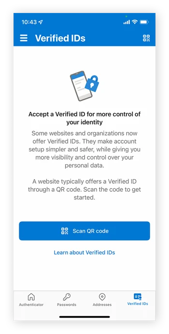 扫描二维码以将 Google Authenticator 链接到帐户已验证的
ID