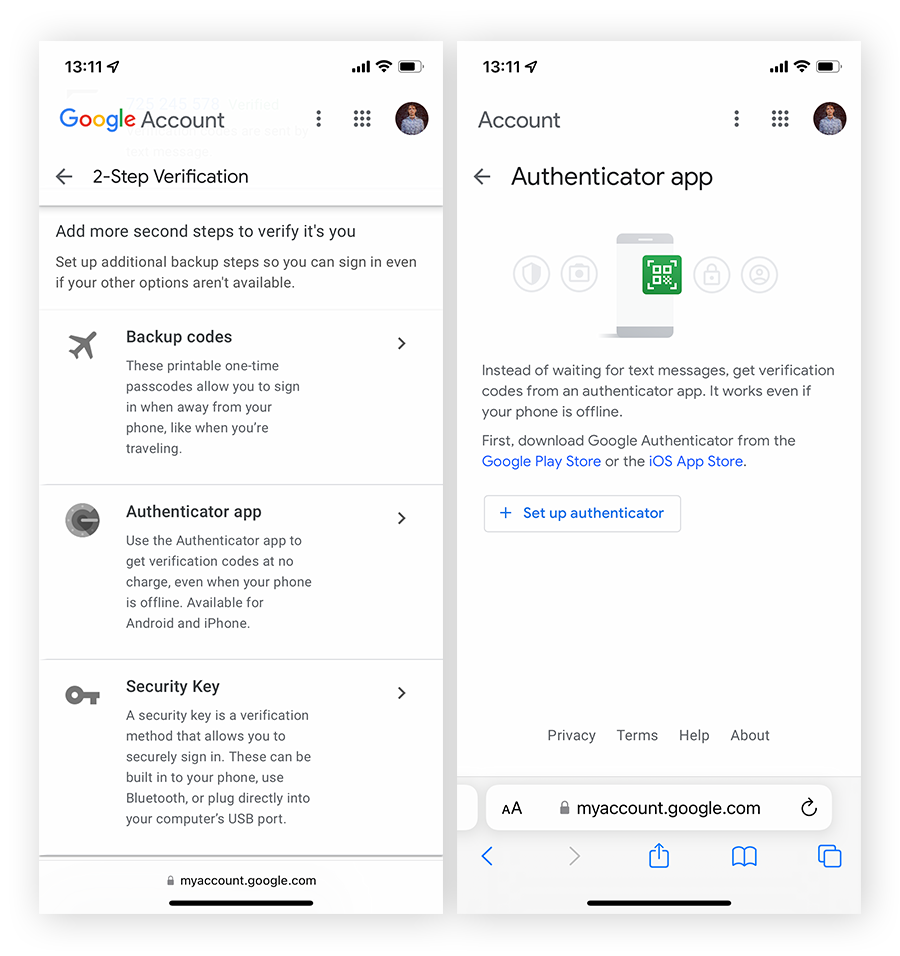 在 iOS 上使用 Google Authenticator 设置 Google 帐户的
2FA